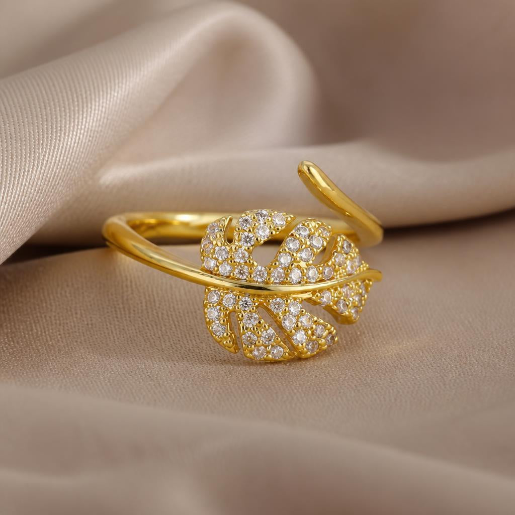 Blattkristall Ring