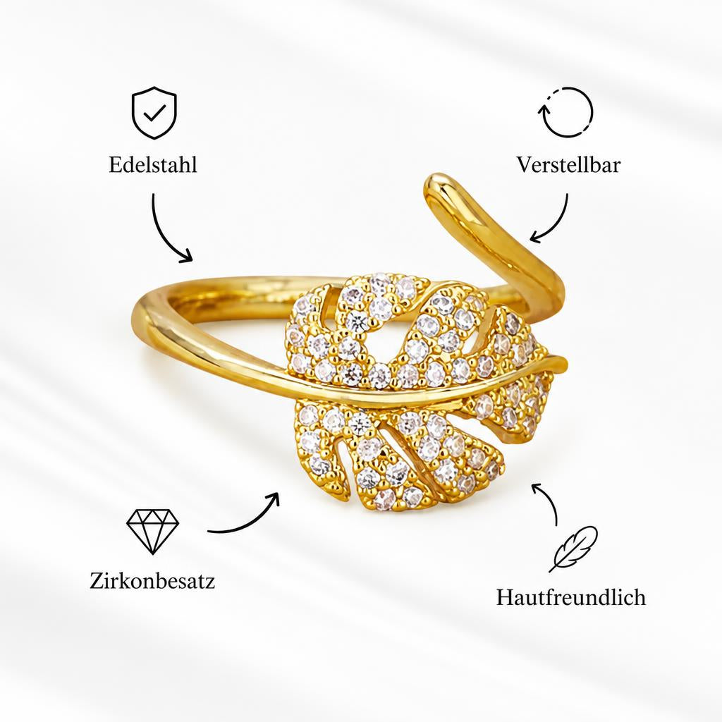 Blattkristall Ring